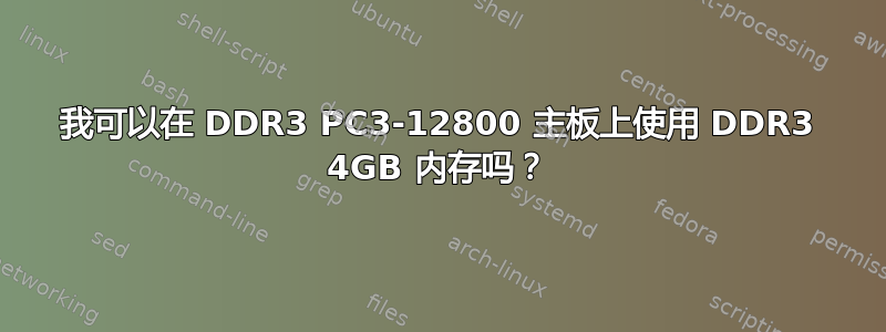 我可以在 DDR3 PC3-12800 主板上使用 DDR3 4GB 内存吗？