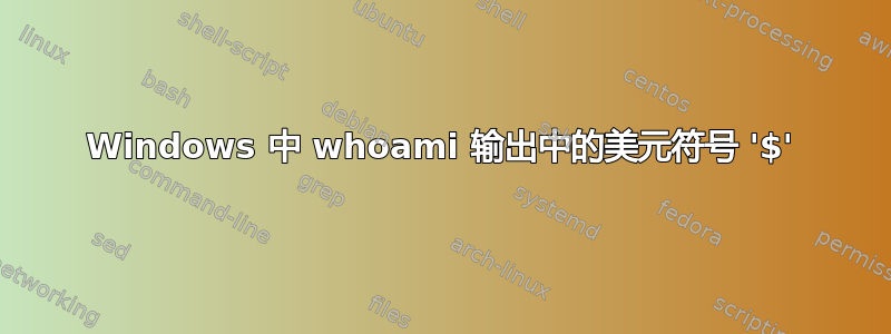 Windows 中 whoami 输出中的美元符号 '$'