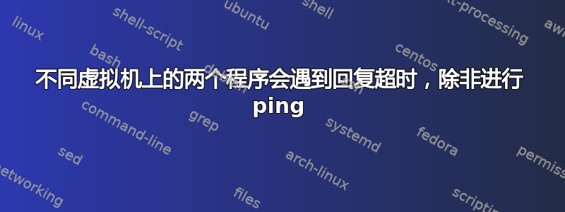 不同虚拟机上的两个程序会遇到回复超时，除非进行 ping