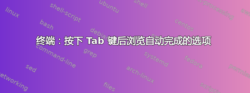 终端：按下 Tab 键后浏览自动完成的选项