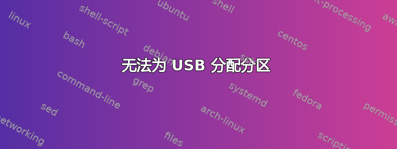 无法为 USB 分配分区