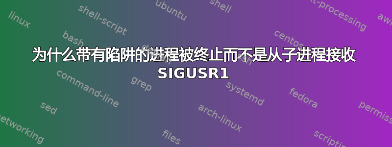 为什么带有陷阱的进程被终止而不是从子进程接收 SIGUSR1