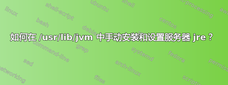 如何在 /usr/lib/jvm 中手动安装和设置服务器 jre？