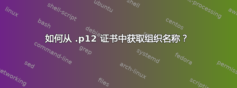 如何从 .p12 证书中获取组织名称？