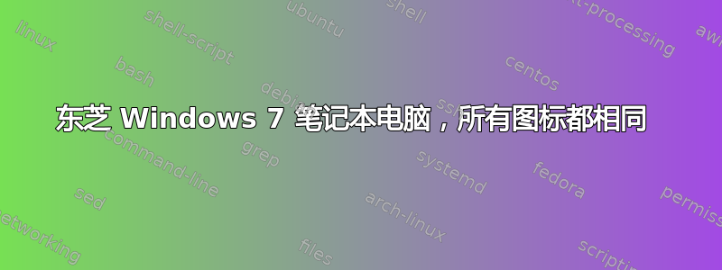 东芝 Windows 7 笔记本电脑，所有图标都相同 