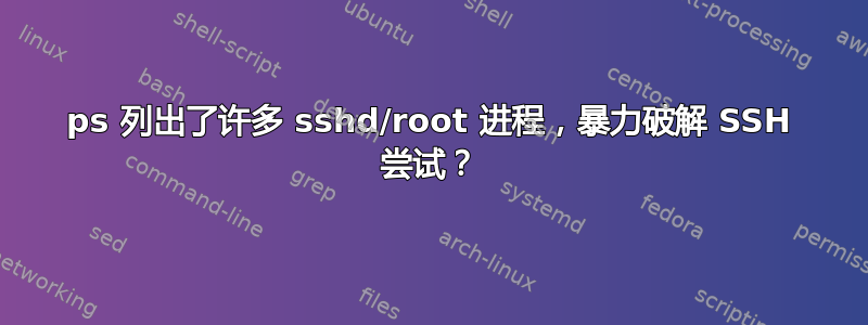 ps 列出了许多 sshd/root 进程，暴力破解 SSH 尝试？