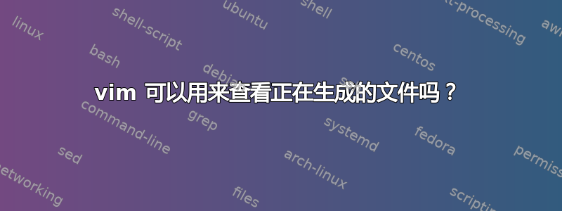 vim 可以用来查看正在生成的文件吗？