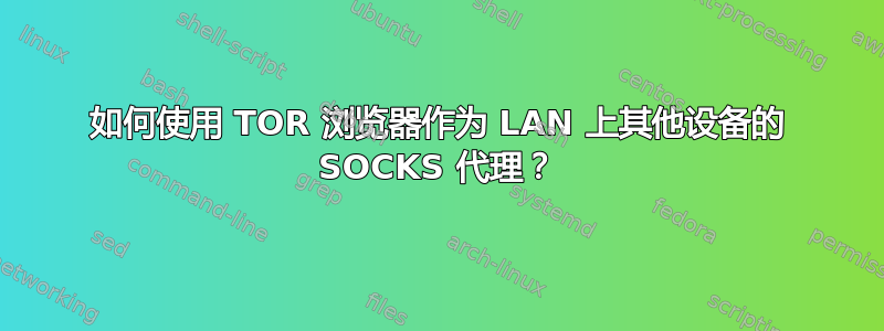 如何使用 TOR 浏览器作为 LAN 上其他设备的 SOCKS 代理？