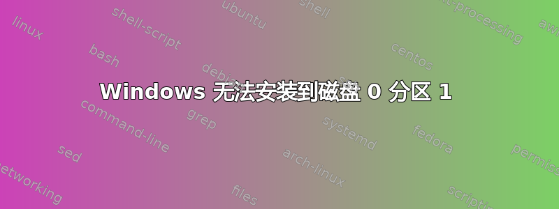 Windows 无法安装到磁盘 0 分区 1