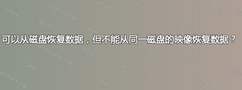 可以从磁盘恢复数据，但不能从同一磁盘的映像恢复数据？