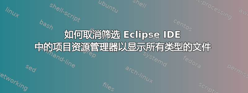 如何取消筛选 Eclipse IDE 中的项目资源管理器以显示所有类型的文件