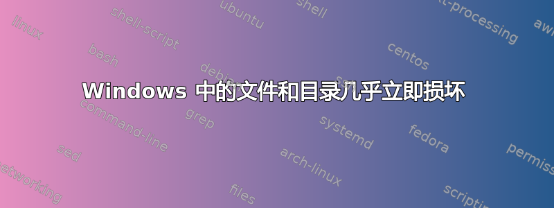 Windows 中的文件和目录几乎立即损坏