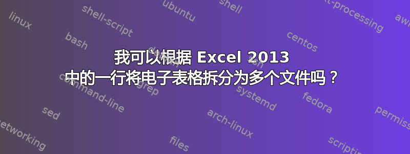 我可以根据 Excel 2013 中的一行将电子表格拆分为多个文件吗？