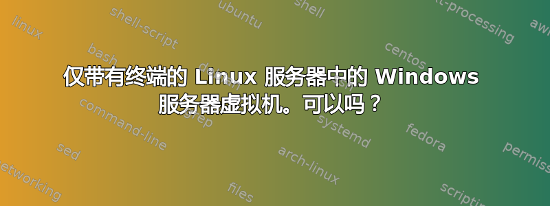 仅带有终端的 Linux 服务器中的 Windows 服务器虚拟机。可以吗？