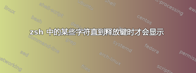 zsh 中的某些字符直到释放键时才会显示