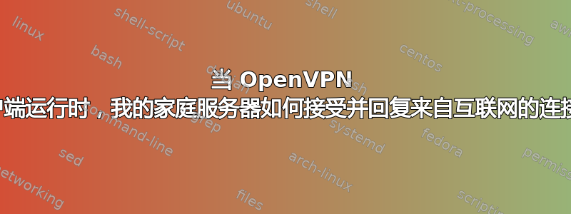 当 OpenVPN 客户端运行时，我的家庭服务器如何接受并回复来自互联网的连接？