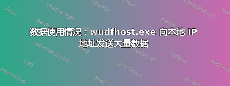 数据使用情况：wudfhost.exe 向本地 IP 地址发送大量数据