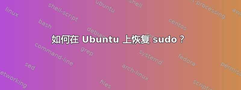 如何在 Ubuntu 上恢复 sudo？