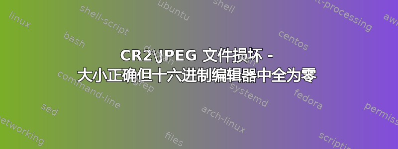 CR2\JPEG 文件损坏 - 大小正确但十六进制编辑器中全为零