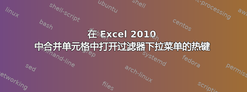 在 Excel 2010 中合并单元格中打开过滤器下拉菜单的热键