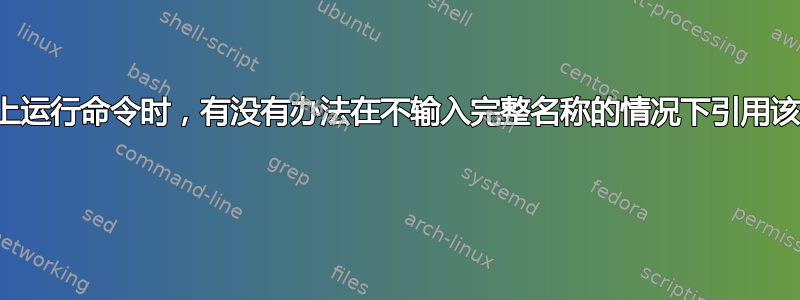 在文件上运行命令时，有没有办法在不输入完整名称的情况下引用该文件？ 