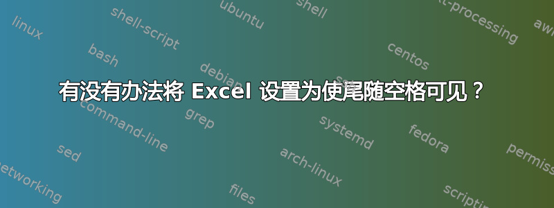 有没有办法将 Excel 设置为使尾随空格可见？