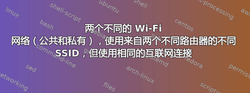 两个不同的 Wi-Fi 网络（公共和私有），使用来自两个不同路由器的不同 SSID，但使用相同的互联网连接