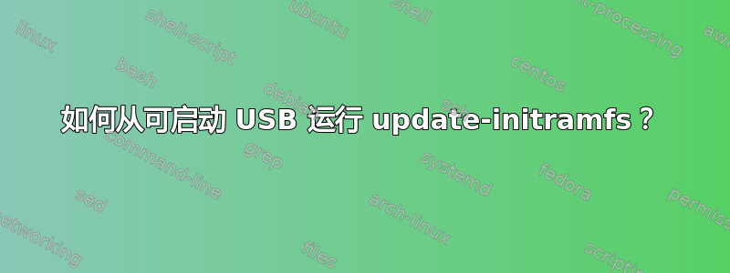 如何从可启动 USB 运行 update-initramfs？