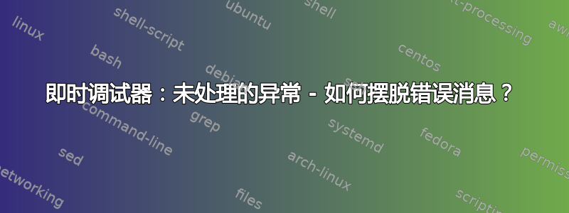 即时调试器：未处理的异常 - 如何摆脱错误消息？