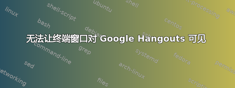 无法让终端窗口对 Google Hangouts 可见