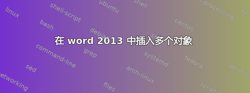 在 word 2013 中插入​​多个对象