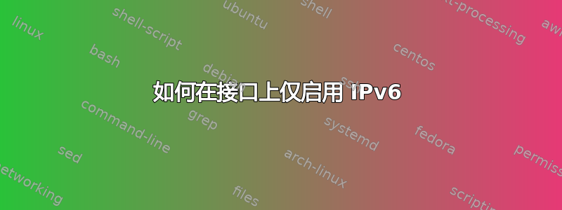 如何在接口上仅启用 IPv6