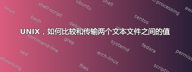 UNIX，如何比较和传输两个文本文件之间的值