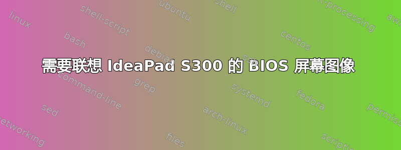 需要联想 IdeaPad S300 的 BIOS 屏幕图像