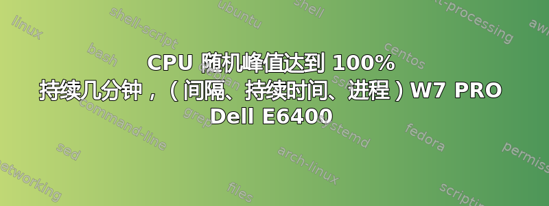 CPU 随机峰值达到 100% 持续几分钟，（间隔、持续时间、进程）W7 PRO Dell E6400