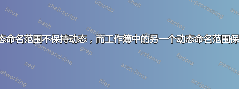 一个动态命名范围不保持动态，而工作簿中的另一个动态命名范围保持动态