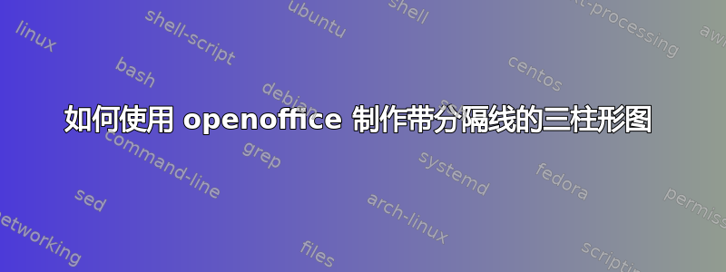 如何使用 openoffice 制作带分隔线的三柱形图