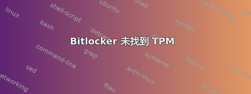 Bitlocker 未找到 TPM 