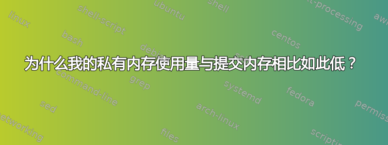 为什么我的私有内存使用量与提交内存相比如此低？