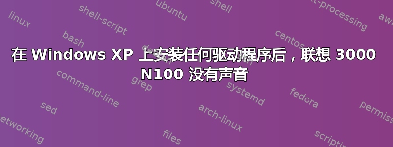 在 Windows XP 上安装任何驱动程序后，联想 3000 N100 没有声音