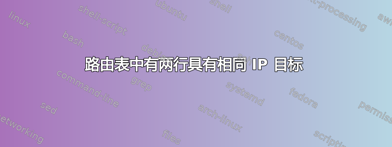 路由表中有两行具有相同 IP 目标