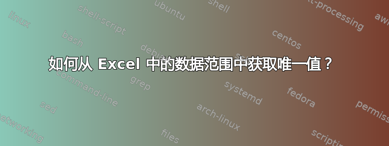 如何从 Excel 中的数据范围中获取唯一值？