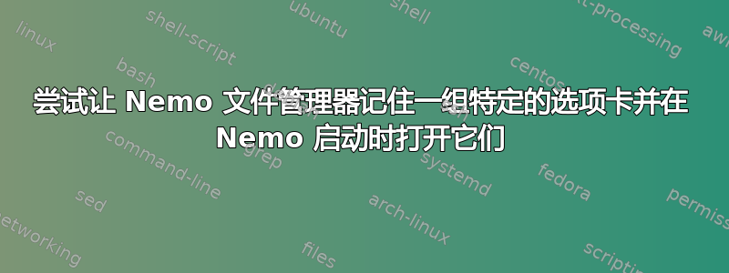 尝试让 Ne​​mo 文件管理器记住一组特定的选项卡并在 Nemo 启动时打开它们