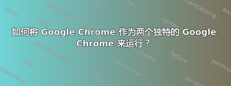 如何将 Google Chrome 作为两个独特的 Google Chrome 来运行？