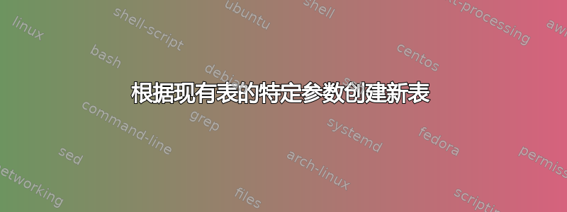 根据现有表的特定参数创建新表