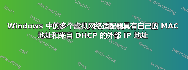 Windows 中的多个虚拟网络适配器具有自己的 MAC 地址和来自 DHCP 的外部 IP 地址