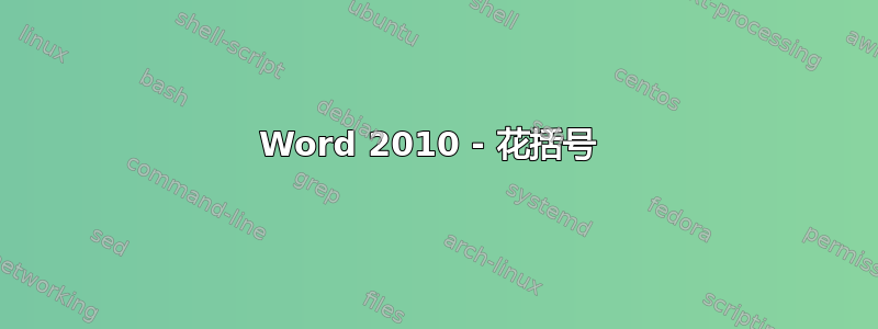 Word 2010 - 花括号 