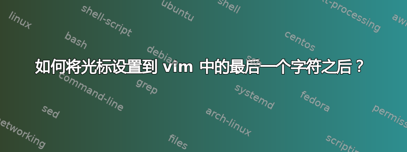 如何将光标设置到 vim 中的最后一个字符之后？