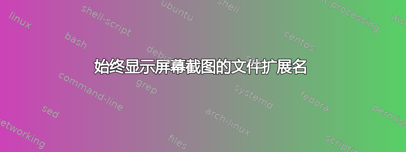 始终显示屏幕截图的文件扩展名