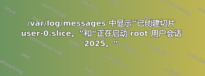 /var/log/messages 中显示“已创建切片 user-0.slice。”和“正在启动 root 用户会话 2025。”